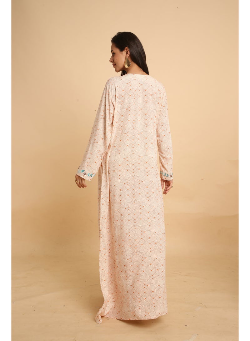 HANA & SARA Trendy Luxe Printed Arabic Jalabiya Dress For Women - Image 2